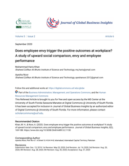 Does Employee Envy Trigger the Positive Outcomes at Workplace? a Study of Upward Social Comparison, Envy and Employee Performance