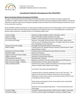 Coordinated Collection Development Plan 2013/2014