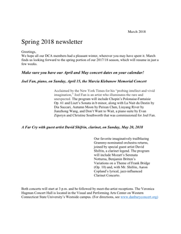 Spring 2018 Newsletter