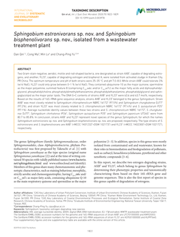 Sphingobium Estronivorans Sp. Nov. and Sphingobium Bisphenolivorans Sp