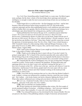 Interview with Author Joseph Finder by Christian Marcus Lyons New York Times Bestselling Author Joseph Finder Is a Scary Man. No