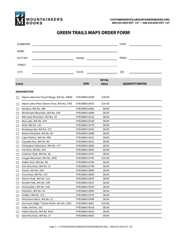 Green Trails Maps Order Form