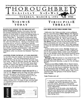 I~~Un~~~Re D™ Tuesday, March 8, 1 9 9 4 T•R•I• P•L•E Threats