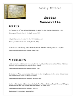 Sutton Mandeville BIRTHS