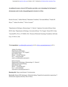 An Unbiased Resource of Novel SNP Markers Provides a New Chronology for the Human Y Chromosome and Reveals a Deep Phylogenetic Structure in Africa