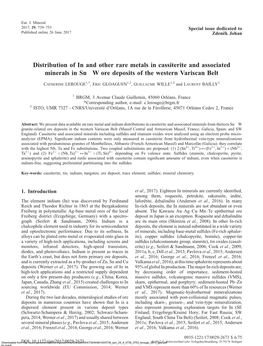 Distribution of in and Other Rare Metals in Cassiterite and Associated Minerals in Sn ± W Ore Deposits of the Western Variscan Belt