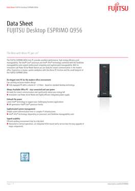 Data Sheet FUJITSU Desktop ESPRIMO Q956