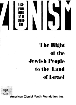 The Right of the Jewish People to the Land of Israel