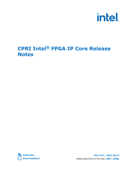 CPRI Intel® FPGA IP Core Release Notes