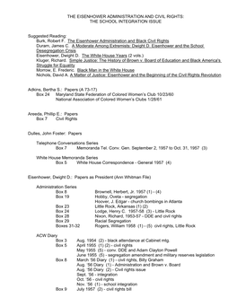 The Eisenhower Administration and Civil Rights: the School Integration Issue