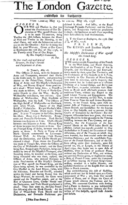 The London Jœsizu U Y^Wjfd 4)Ti6iiajed T» $Utt)Orttp Horn Rvicucjd^ May 15, Co •Wiutlyq; May Is, 1756 GEORGE R