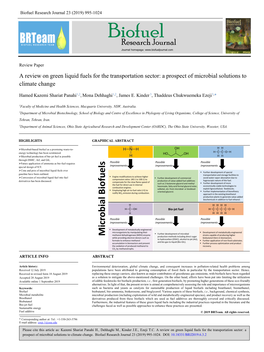 A Review on Green Liquid Fuels for the Transportation Sector: a Prospect of Microbial Solutions to Climate Change