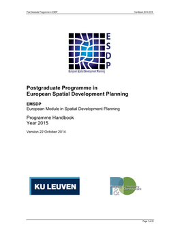 Postgraduate Certificate in European Spatial Planning
