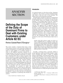 Defining the Scope of the Duty of Dominant Firms to Deal With