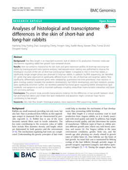 Analyses of Histological and Transcriptome Differences in the Skin