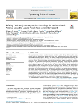 Refining the Late Quaternary Tephrochronology for Southern