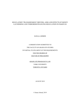 Drivers, Aims and Effects of Money Laundering and Terrorism Financing Regulation in Pakistan