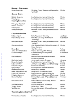 Honorary Chairperson General Chairs Steering Committee Program Committee Organizing Committee Chair