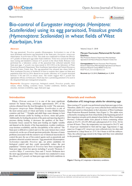 Bio-Control of Eurygaster Integriceps (Hemiptera