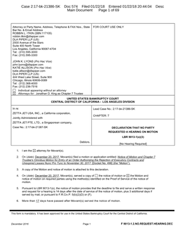 Case 2:17-Bk-21386-SK Doc 574 Filed 01/22/18 Entered 01/22/18 20:44:04 Desc Main Document Page 1 of 69