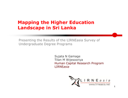 Mapping the Higher Education Landscape in Sri Lanka