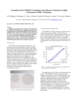 Transition of Sic MESFET Technology from Discrete Transistors to High Performance MMIC Technology