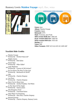 Ramsey Lewis Maiden Voyage Mp3, Flac, Wma