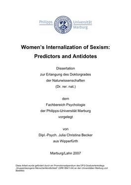 Women's Internalization of Sexism: Predictors and Antidotes