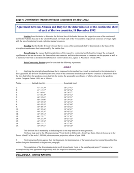 Albania and Italy for the Determination of the Continental Shelf of Each of the Two Countries, 18 December 1992
