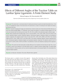 Effects of Different Angles of the Traction Table on Lumbar Spine Ligaments: a Finite Element Study Hekmat Farajpour, MS, Nima Jamshidi, Phd