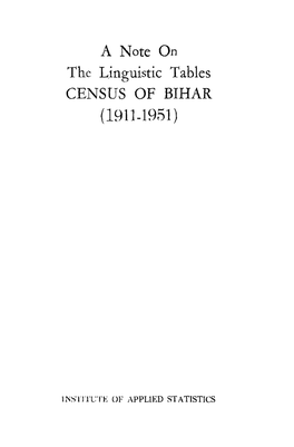 A Not on the Linguistic Tables Census of Bihar