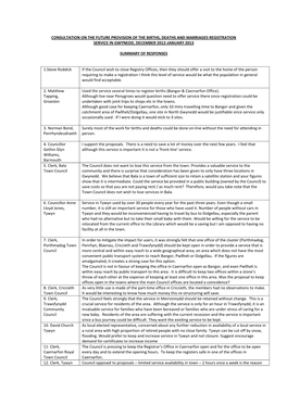 Consultation on the Future Provision of the Births, Deaths and Marriages Registration Service in Gwynedd, December 2012-January 2013