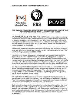 Pbs Indies Release 5-8-12 Final Embargo