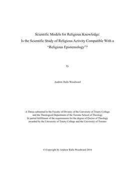 Is the Scientific Study of Religious Activity Compatible with a “Religious Epistemology”?