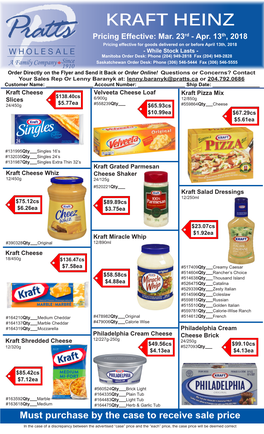 KRAFT HEINZ Pricing Effective: Mar