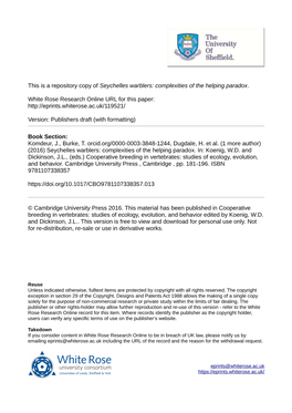 Seychelles Warblers: Complexities of the Helping Paradox