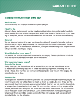 Mandibulectomy/Resection of the Jaw