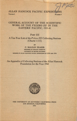 Allan Hancock Pacific Expeditions General