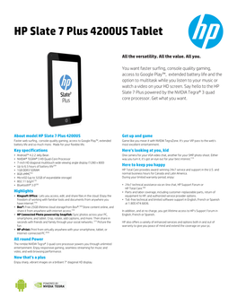 HP Slate 7 Plus 4200US Tablet