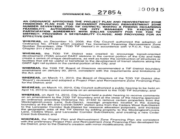 Ordinance No. an Ordinance Approving the Project Plan