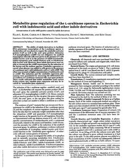 Metabolite Gene Regulation of the L-Arabinose Operon in Escherichia