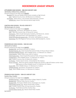 Hockomock League Venues