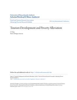 Tourism Development and Poverty Alleviation Li Yang Western Michigan University