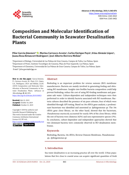 Composition and Molecular Identification of Bacterial Community in Seawater Desalination Plants