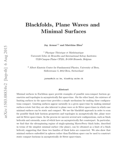 Blackfolds, Plane Waves and Minimal Surfaces