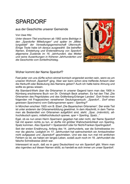 SPARDORF Aus Der Geschichte Unserer Gemeinde