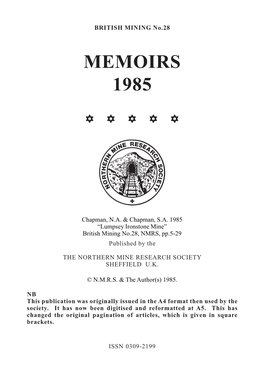 Lumpsey Ironstone Mine” British Mining No.28, NMRS, Pp.5-29 Published by The