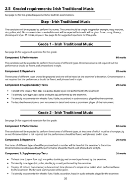 2.5 Graded Requirements: Irish Traditional Music