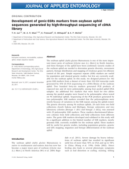 Development of Genicssrs Markers from Soybean Aphid Sequences