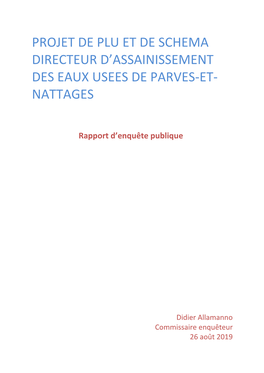 Projet De PLU Et DE Schema Directeur D'assainissement DES EAUX